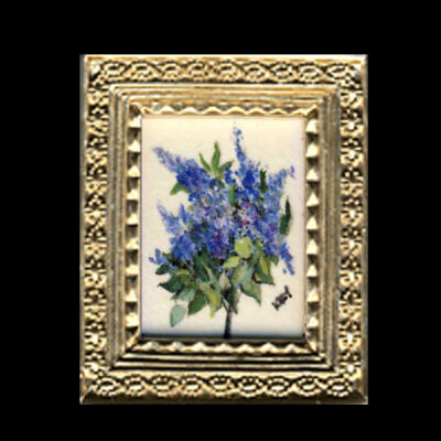 Blue Lilac Miniature Dollhouse Painting