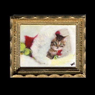 Surprise Cat Miniature Painting Dolls House