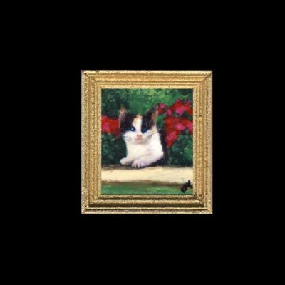 Dolls House Miniature Painting of a Cat