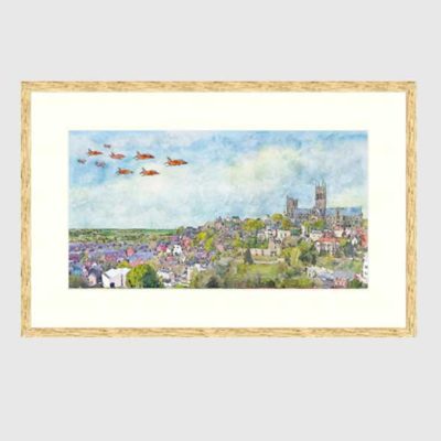Landscape Painting Red Arrows in a Lincoln : Printable Art : Instant Download