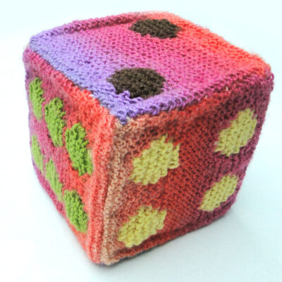 Large 6"/15cm Hand Knitted Cushion Dice Creative Play