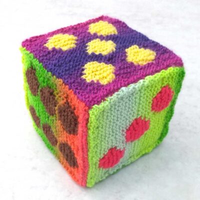 Play Dice Soft Toy Large 6"/15cm Hand Knitted Gift