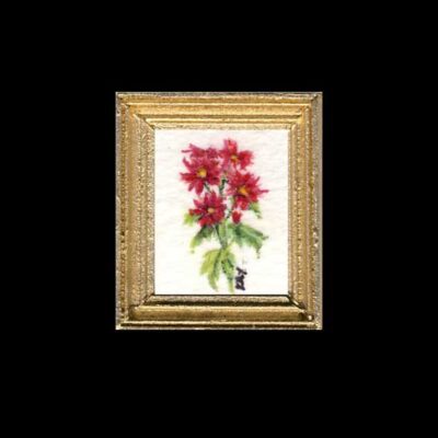 Pink Asters Miniature Painting Dollshouse