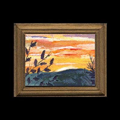 Sunset- Miniature Embroidered Textile Art Picture
