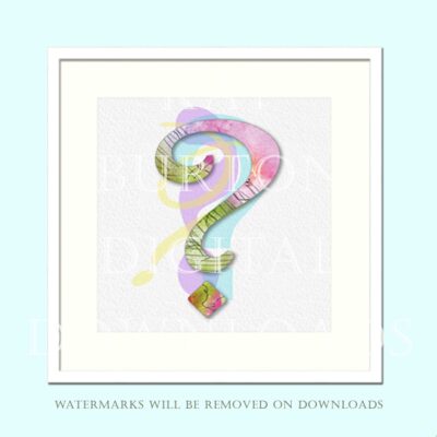 Question Mark Design, Pastel Colours, Modern Decor, Printable Art, Instant Download, Letter,Typography, Watercolour Print, Wall Art Poster ?