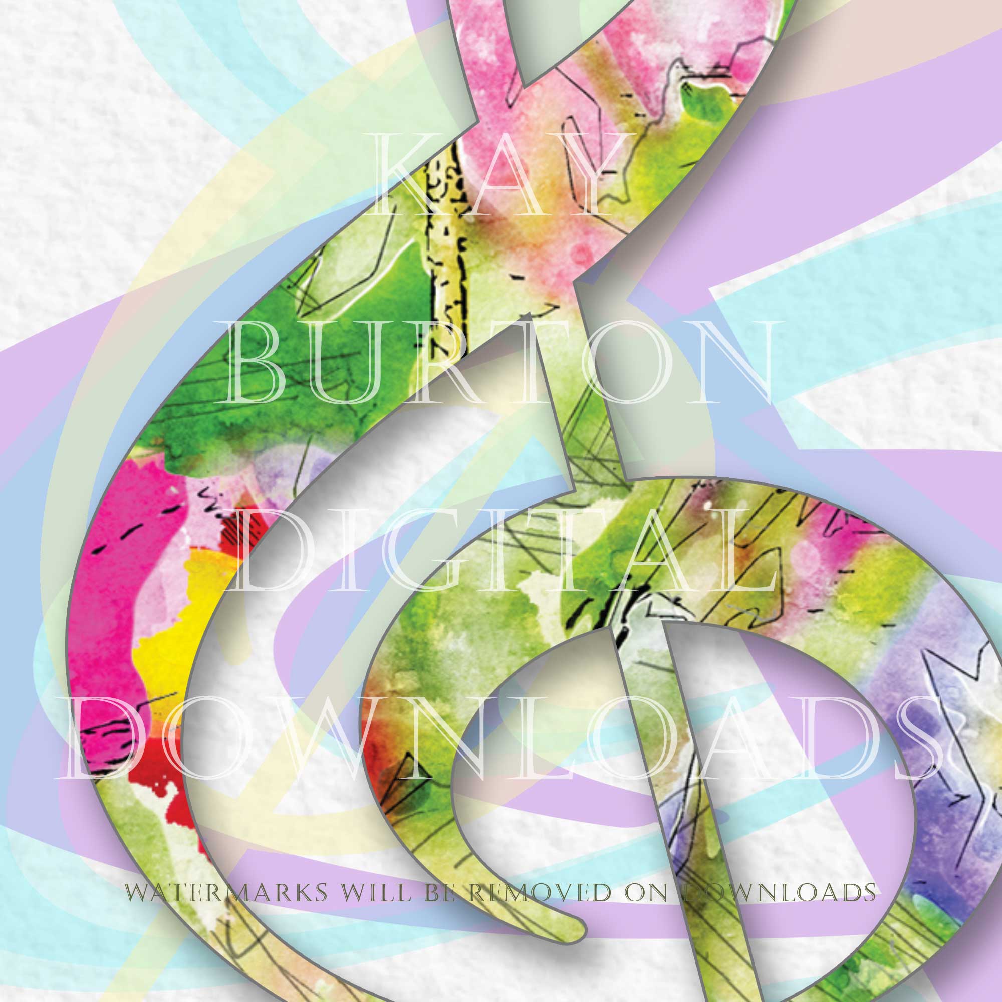 Treble Clef Music Symbol Pastel Printable Art, Instant Download