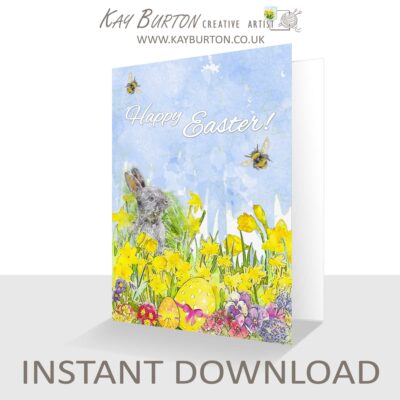Printable Happy Easter Card Instant Download 5 x 7 Card Easter Bunny